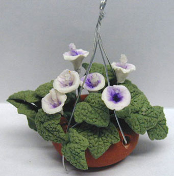 Dollhouse Miniature White/Lavendar Lilies-Hanging